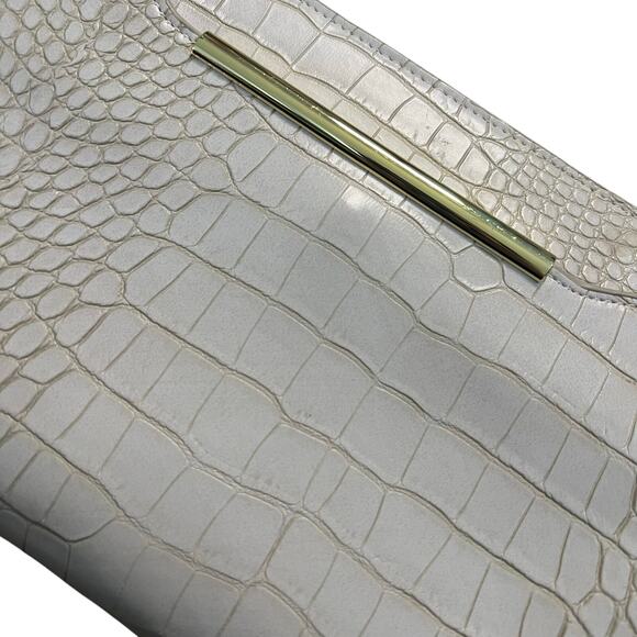 Sondra Roberts | Faux Crocodile Embossed Convertible Clutch Crossbody Bag | Nude - Picture 4 of 14